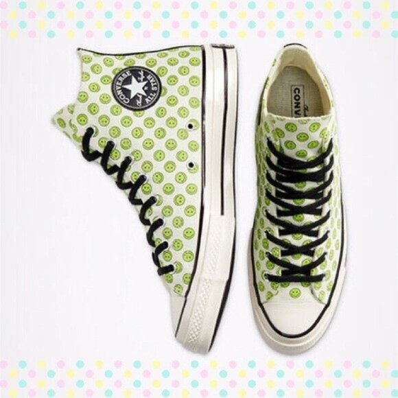 Converse Shoes - Converse Chuck  Womens Sz 9 Mens sz 7 Happy Camper High Top Smiley Faces Sneaker
